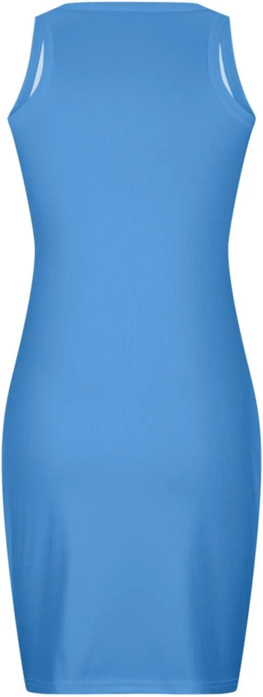 XUNRYAN 2024 Tank Dresses for Women Summer Sleeveless Knit Ribbed Bodycon Mini Dress Slim Fit Sexy Clubwear Vacation Outfit
